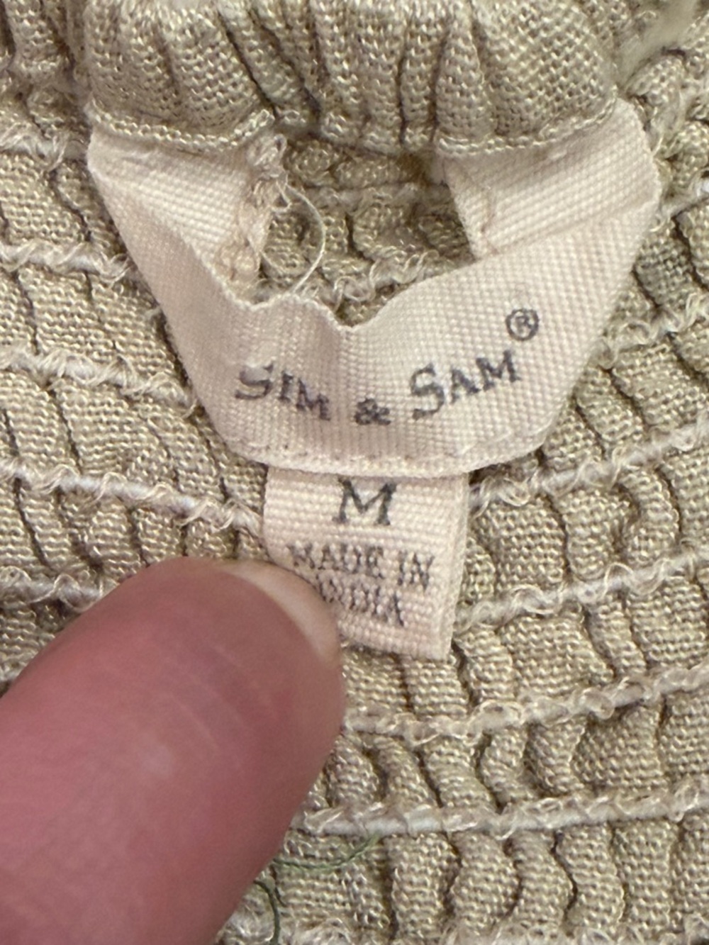 Sim & Sam Beige Linen Blend Maxi Dress Medium Boho Smocked Beige Natural Resort - Picture 6 of 7